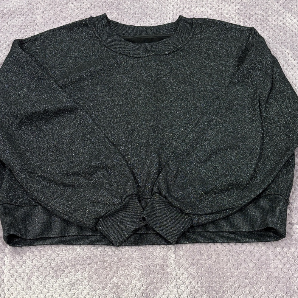 RARE cropped lululemon athletica Black Glitter Sweatshirt size L